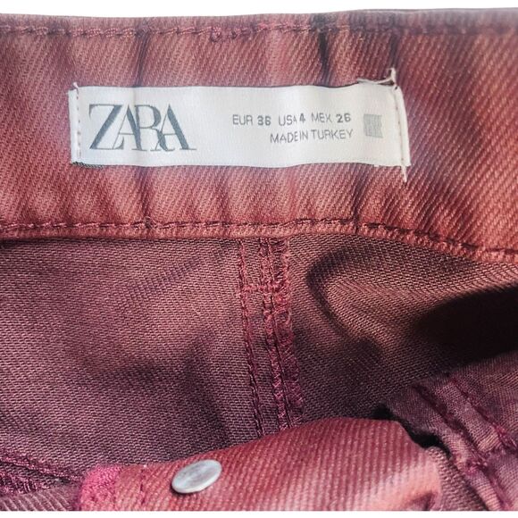 Zara | Burgundy Mom Fit High Waisted Shorts Size 4 | EUC - Picture 5 of 13